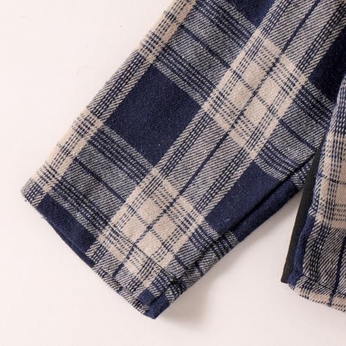 Image of Boy Clothes Fall Winter Outfits Long Sleeve Plaid Patchwork Button Down Shirt + Casual Pocket Sweatpants 5-14 Years