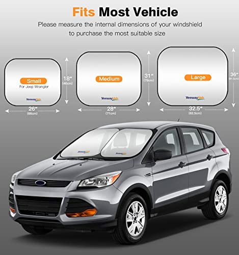 Yeewayveh Windshield Sun Shade, 2-Piece Foldable Car Sun Shade Windshield For Most Suv Truck, Durable 240T Polyester Fabric Car Shade Front Windshield For Sun Heat Protection, Medium (28 X 31 Inch) #TOP2