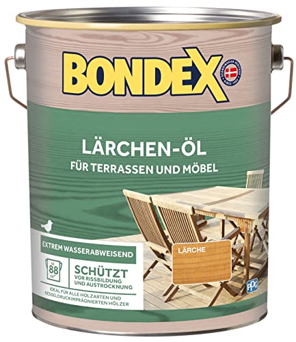 Bondex 329619 Lärchen-Öl 4 L für 88 m² - Extrem wasserabweisend - Schützt vor Rissbildung und Austrocknung - Atmungsaktiv
