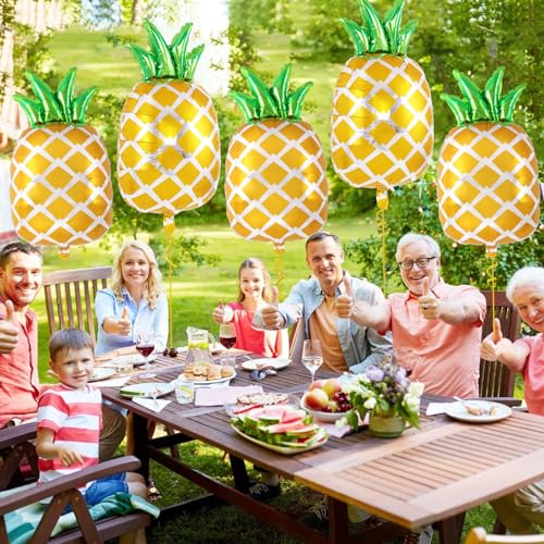 Image of 6 Pcs Pineapple Balloons, 29 Inch Pineapple Foil Balloons, Large Fruit Mylar Balloon for Summer Themed Party Birthday Baby Shower Decorations