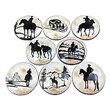 Twisted R Design Cabinet Knobs, Knobs for Kitchen Cabinets and Drawers, Matching Cabinet Knobs and Pulls, Round Dresser Drawer Knobs (Set of 8 Cowboy Silhouette Wood Knobs)