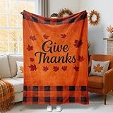 Couverture en polaire douce et confortable pour l'automne, motif à carreaux - Décoration douce et confortable pour canapé, lit, bureau, dortoir, bureau, travail, 152,4 x 203,2 cm - Orange