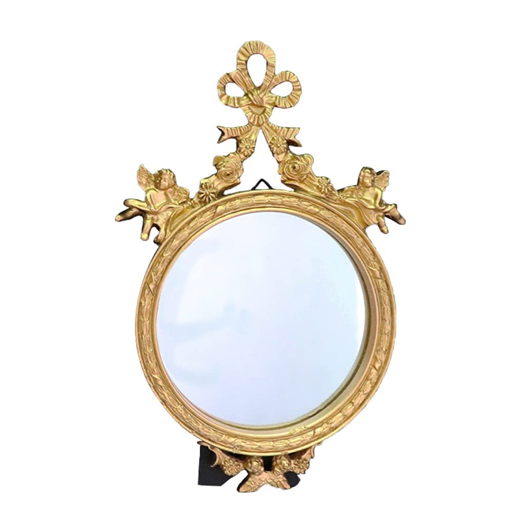 Miroir mural vintage chambre avec support de lunettes en or, miroirs de bureau style européen