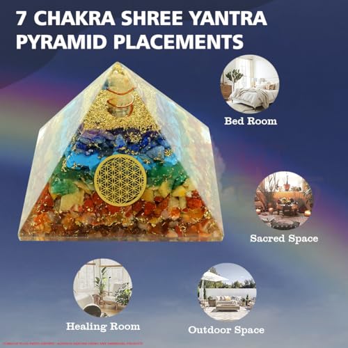 Image of 7-Chakra Pyramid | 2-Inch | Chakra Balancing Pyramid for Meditation, Energy Healing, and Spiritual Practices | Handcrafted with Genuine Gemstones