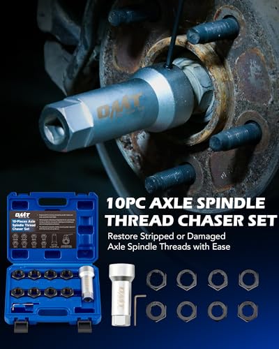 Image of OMT 10pc Axle Spindle Threading Set, Thread Chaser Kit with 8 Rethread Dies