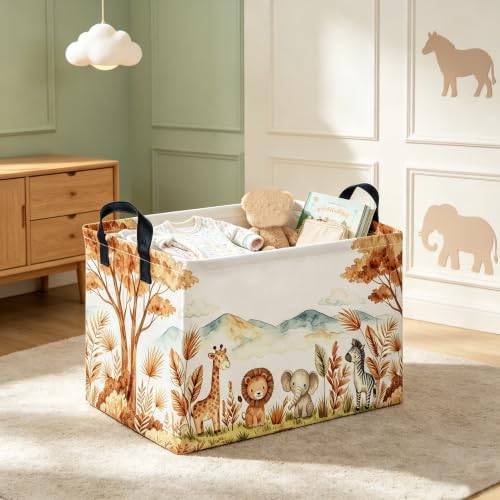 Image of Rectangular Animal Baskets,Animal Storage Bins with Handles for Room Decor,Book Storage Bin,Shelf Basket(Free animals)