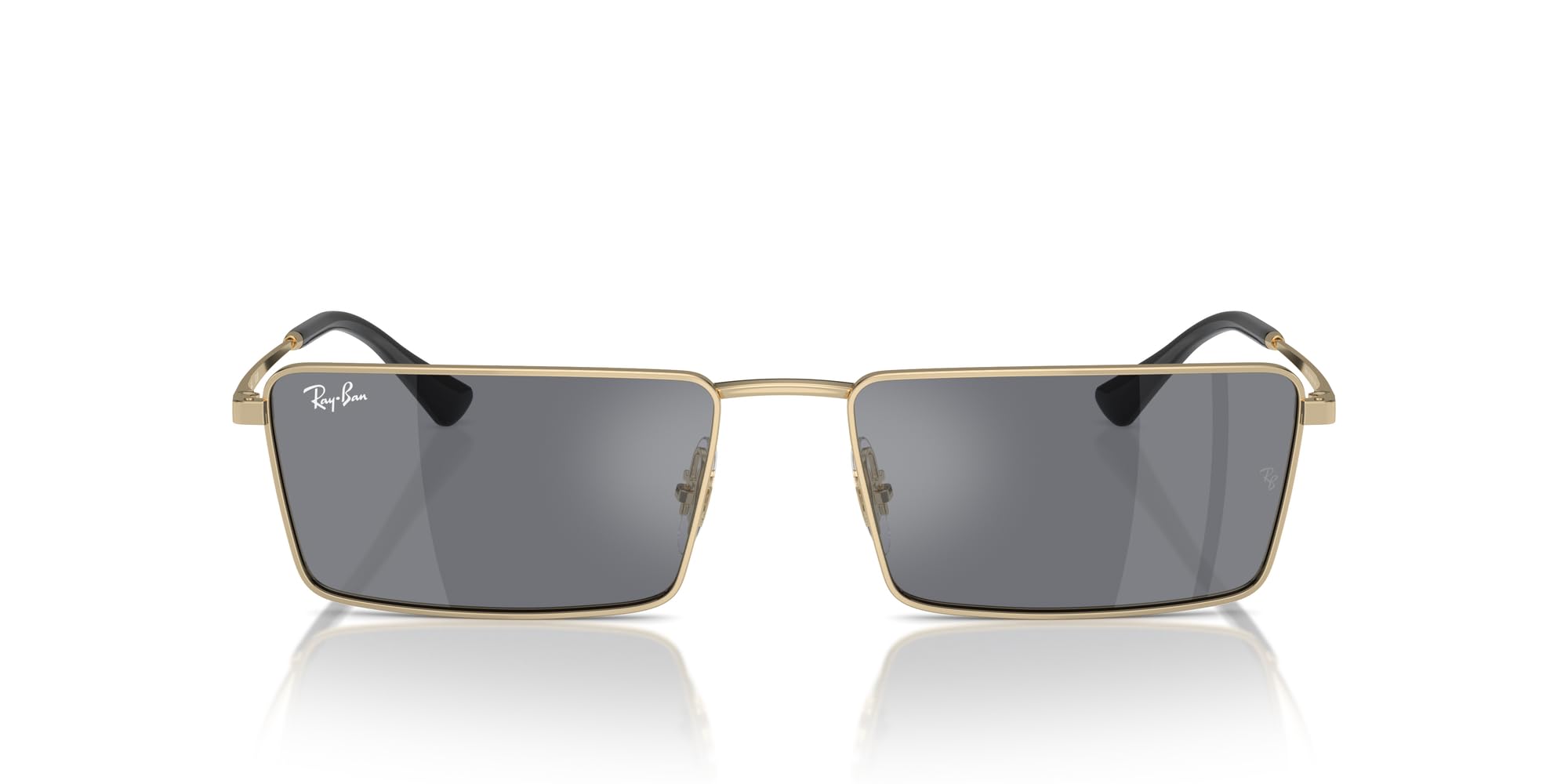 Ray-Ban Rb3741 Emy Occhiali da Sole Rettangolari Oro Chiaro/Grigio Scuro Specchiato Argento 59. Millimetri