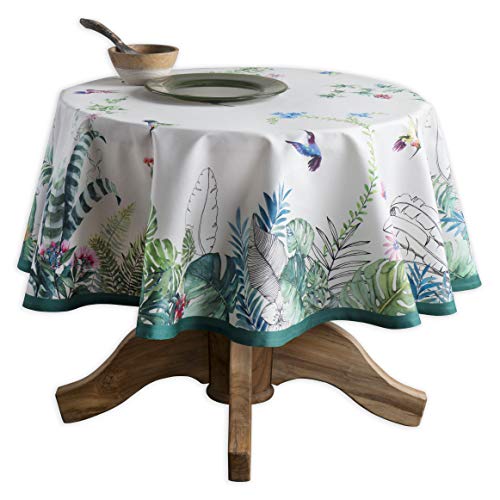 Maison D' Hermine Table Cloths 100% Cotton 69" Diameter Decorative Washable Round Tablecloth Easter Table Cloth For Dining, Kitchen, Parties & Camping, Tropiques - Spring/Summer #TOP8