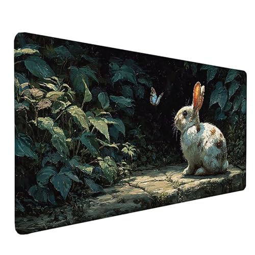 Tapis de souris gamer XXL 150x80cm imperméable grand sous-main bureau PC motif lapin