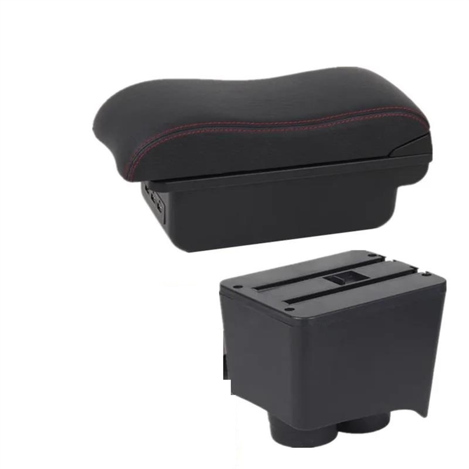 NOHEEU Car Armrest Box 2002-2009 Interior Retrofit Storage Accessories For Polo 9N 3 Mk4(B2 red line 3USB)