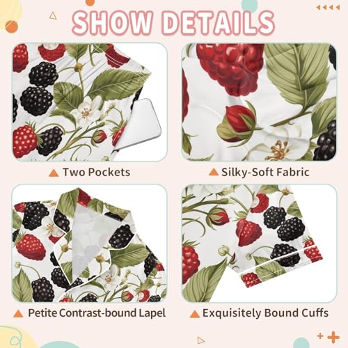 senya Strawberry Satin Summer Pajama Sets Silk Short Sleeve Button Down Sleepwear3
