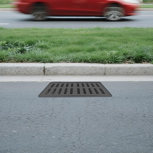 Drain Grate and Frame 24x16in Outdoor Drain Cover Drain Grate Channel Drainage Grates Black Square Drains Grates for Sewer Yard Garage Farm Patio Concrete Well