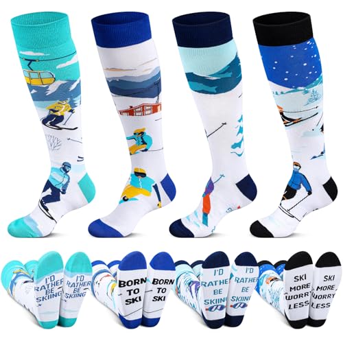 Coume 4 Pair Ski Socks Men Women Skiing Warm Long