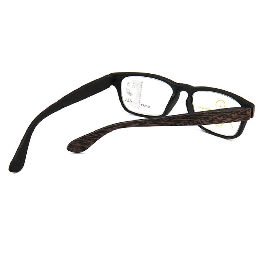 Gafas de Lectura Grano de Madera Anti-Blue Gafas de Lectura HD Gafas de Lectura multifocales progresivas Inteligentes para Hombres y Mujeres (Color : Brown, Size : +2.00)