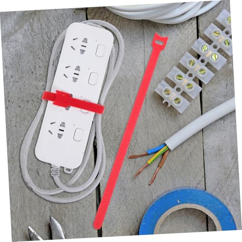 Vaguelly 100 piezas reutilizables de lazos para cables, organizadores de cables con gancho y lazo, para escritorio y gestión de cables electrónicos, rojo 12mm x 300mm miniatura 5