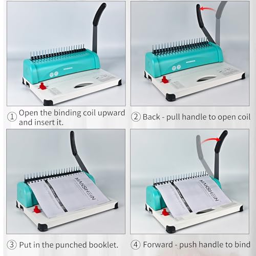 MakShein 21-Hole Comb Binding Machine, 15 Sheets Punch Capacity, 450 Sheets Binding, Compatible with A4, A5 & Letter Paper, Comes with 100pcs 1/4" Binding Spines for Home and Office - Image 6