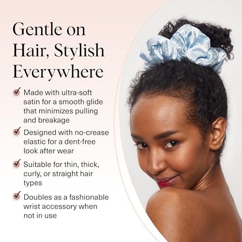 image for Bridgerton x Kitsch Satin Scrunchies for Women, No Snag, No Tugging, S