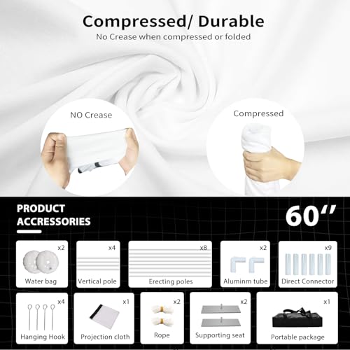 Image of SKERELL Outdoor Projector Screen with Stand : Portable Projection Screen for Outside Theater Home Backyard Movies 60 inch