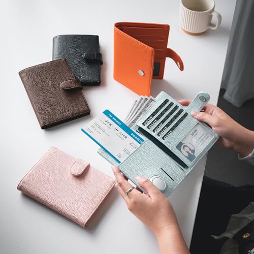 VULKIT Dual Leather Passport Wallet with Airtag