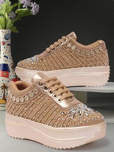 Image of Vendoz Women Wedding Hand Embroidery Bridal Sneakers CNV4031