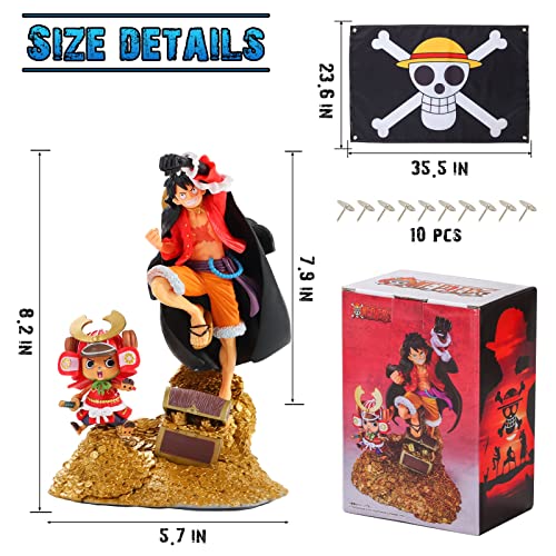 Kefulda One Piece Figure Monkey D. Luffy Figure One Piece Action Figure Set With Flag For Anime Fans #TOP6