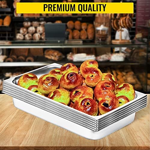 VEVOR 6 Pack Steam Table Pans 20.9 x 12.8 x 3.9 Inch Deep Steam Table Pan Full Size 13L Deep Food Container Stainless Steel Oven Tray Hotel Pans Anti-Jam Steam Table Food Pan