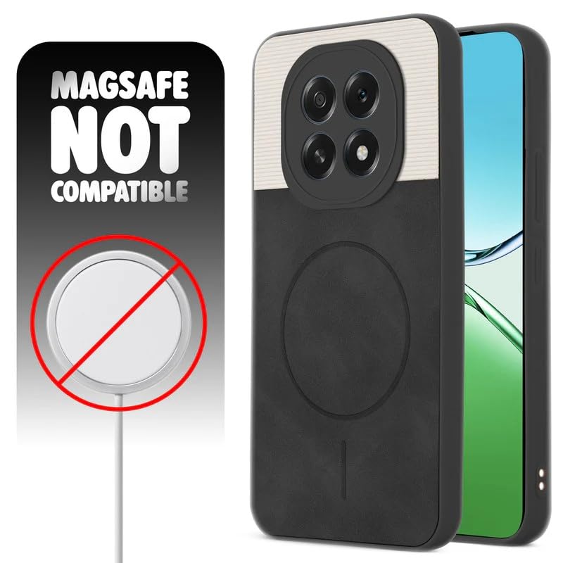 Image of Bintage case Dual-Leather Macc-Safe Design Phone Case| Soft Touch Finish | Full Camera Protectection Back Cover Compatible for Oppo CPH2721 / Oppo F29 5G - White & Black