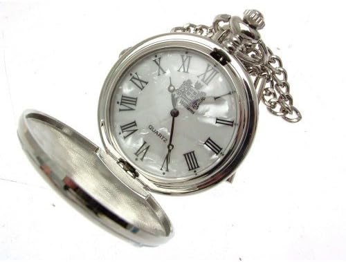 Titanic Pocket Watch Pewter Fronted Mother of Pearl Quartz Mechanism Design 64