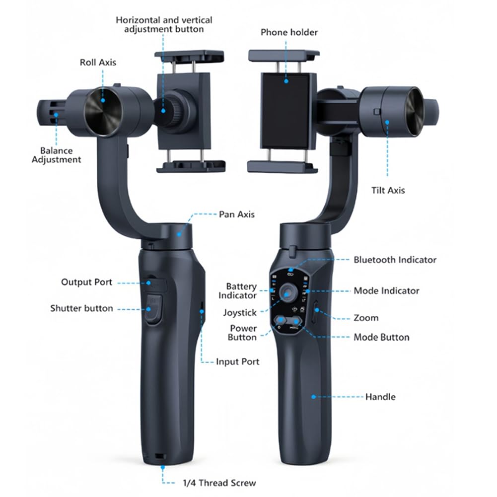 F10 Pro Estabilizador Móvil de Mano de 3 Ejes para Teléfono, Estabilizador de Selfie, Soporte para Teléfono con Seguimiento en Tiempo Real.