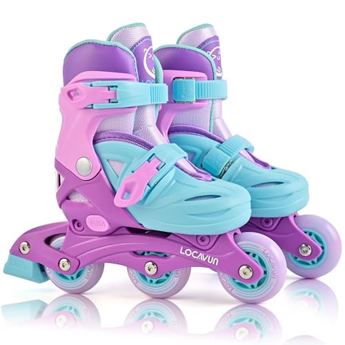Locavun Inline Skates para niños 4 tallas ajustables para niñas talla 26-29 29-34 30-35 con ruedas PU 82A Rollerskates