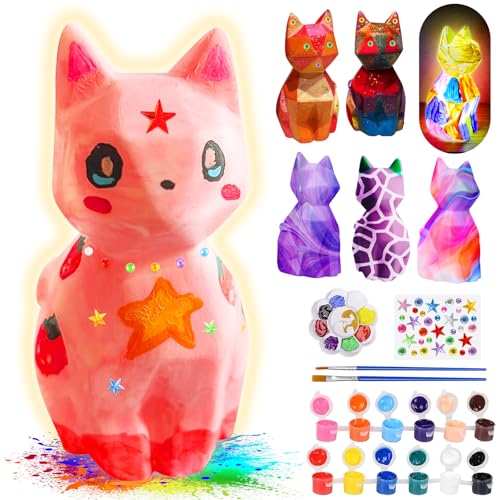 ONLYFUN Bastelset Kinder Katzenlampe Malset, Mädchen und Jungen, kreativ set für kinder, Spielzeug zum Bemalen, ideales Geburtstagsgeschenk für Kinder im Alter von 3-12 Jahren