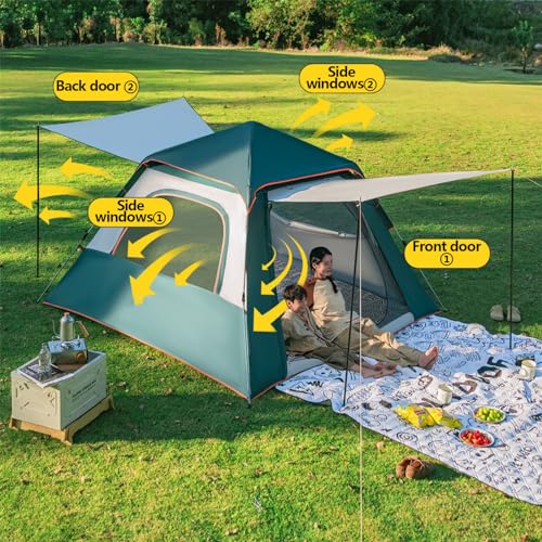 Carpa familiar tipo cabaña impermeable para camping 5-6 personas miniatura 2