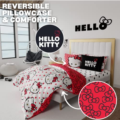 Franco Sanrio Hello Kitty Polka Dot Bedding 7 Piece Super Soft Comforter And Sheet Set With Sham, Queen, (100% Official Licensed Product) Collectibles #TOP2