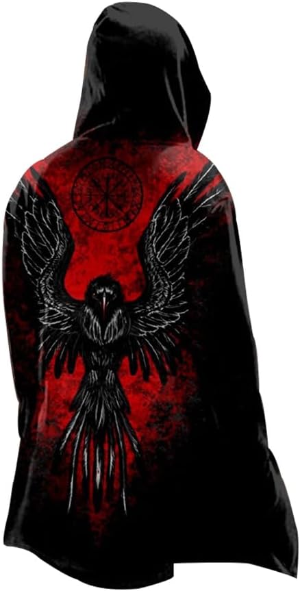 Mid-Length Hoodie 3D All Printed Odin Myth Symbols Spring Fall Men Women Capes Medieval Cosplay