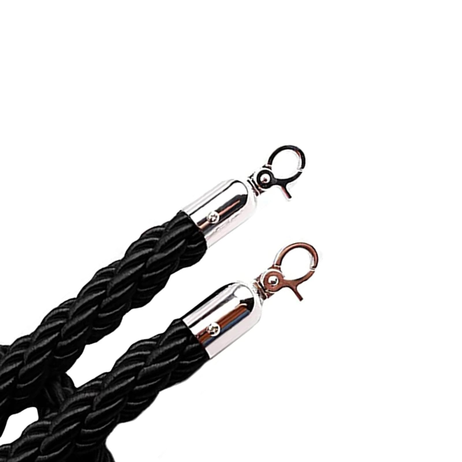 CAIFEXUE 1/1.5/2/2.5/3.0M Queue Barrier Ropes with Silver Hook, Stanchion Rope, Crowd Control Rope, Braided Hemp Rope for Queue Divider, Rope Safety Barrier/Black/2.5M