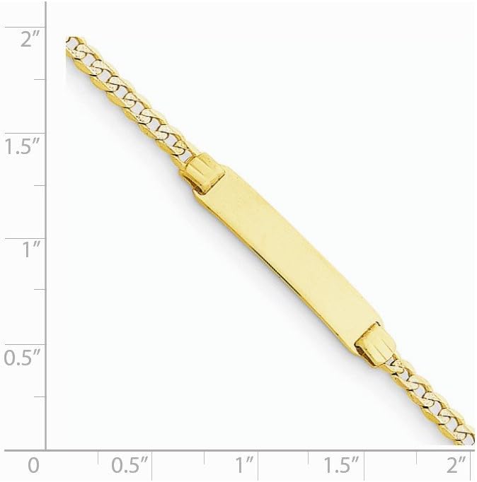 Solid 14k 6" Pave Curb Cuban Link Link Child Engravable ID Bracelet - with Secure Lobster Lock Clasp 6"