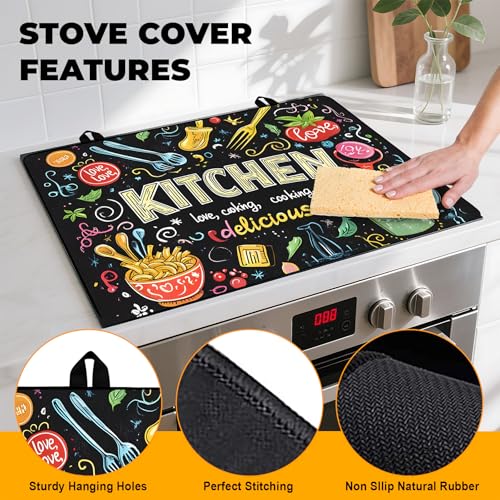 Image of Stove Top Cover for Home Decoration Kitchen Pad Non-Stick Washable Cooktop Covers Countertop Protector Keep Stove Clean 28 inchx20 inch (Kitchen-2)