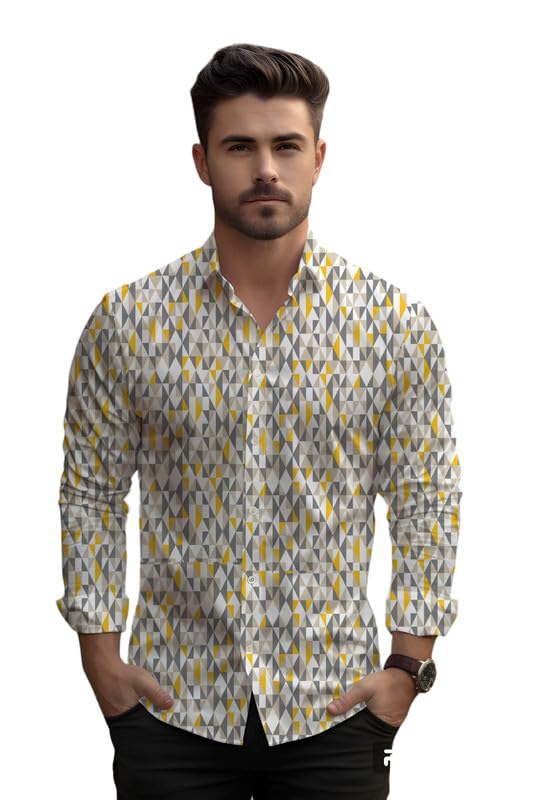 U-TURN Men's Cotton Casual/Semi Formal Slim Fit Printed Shirt