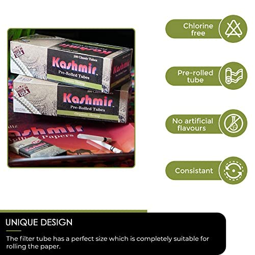 Kashmir Organic Amazing Taste Classic Tubes, Natural, Convenient To Use, Portable Tube - One (1) 200Ct Carton #TOP2