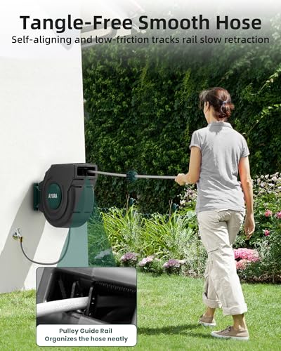 Retractable Garden Hose Reel 1/2 Inch x 100 ft,Automatic Slow Rewind System - image 3
