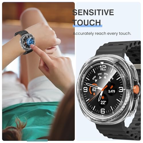 Image of VEMIGON Hard PC Case Compatible with Samsung Galaxy Watch 8 Classic 46mm 2025 Screen Protector, High Sensitive Protective Face Cover with Bumper Built-in Tempered Glass Film - (46mm Clear)