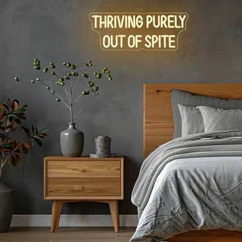 Image of Thriving Purely Out Of Spite Neon Sign for Wall Decor Warm Letter Neon Light Motivational Quotes LED Sign Halloween Neon Light Sign for Classroom Bar Home shop Decoration