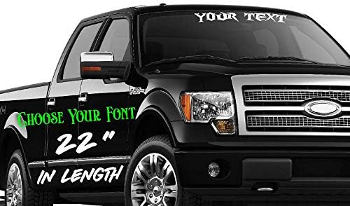 22 Inch Custom Vinyl Lettering Decal | Make Your Own Car Sticker Decal Personalized Text - Waterproof and Easy to Apply on Car, Boat, Window, Windshield, Door or Bumper | 20 Fonts & 11 Colors