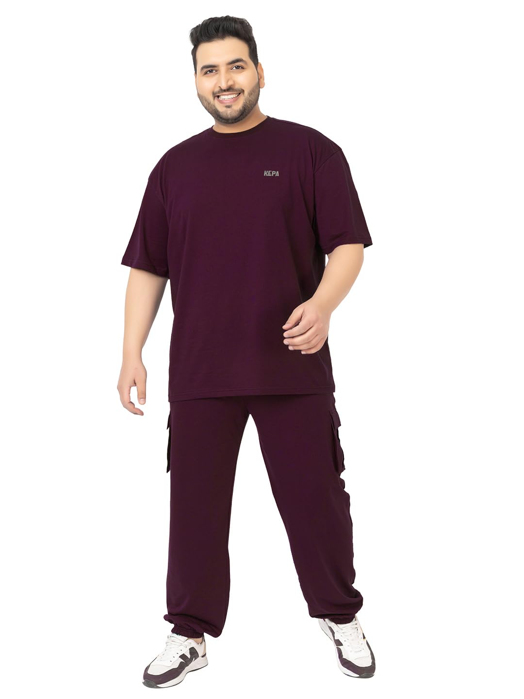 HRX Men Plus Over Size Premium Cotton Summer Track Suit Co-ord Sets in neutral