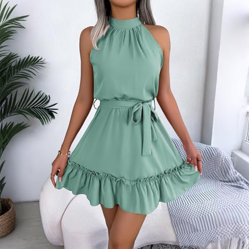 Robe d'été verte chic pour invités de mariage et cocktail XL - 2