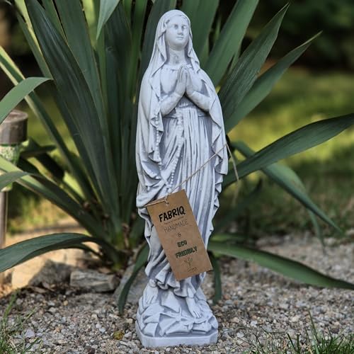 FABRIQ Madonna Statue de Vierge Marie en pierre coulée de 38 cm, 2 kg, résistante aux intempéries et peinte à la main, figurine de Vierge catholique pour...