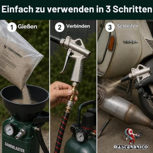Foto von Sand für Sandstrahler, Sandstrahler, Vaga, 0,3 – 1,00 mm, 25 kg Säcke zum Sandstrahlen von Holz, Eisen, Wespen
