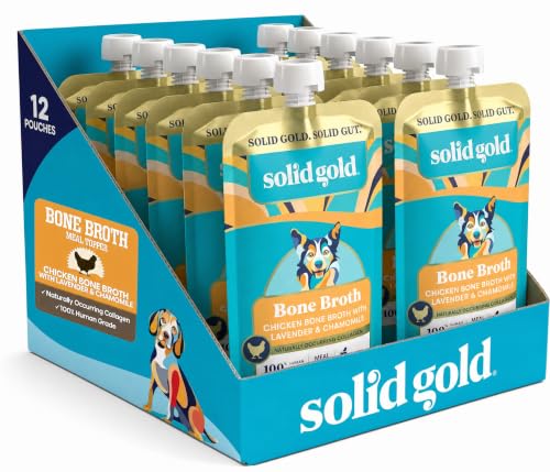 Solid Gold Chicken Bone Broth for Dogs - Limited Ingredient Bone Broth Dog Food Toppers for Picky...