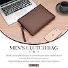 FSD.WG Mens Clutch Bag Handbag Leather Zipper Large Wallet Clutch Purse with Money, Brown, L #2