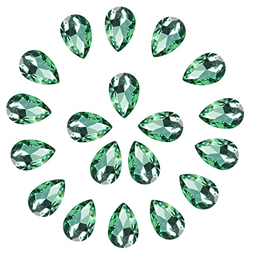 C&Z Lot de 36 grosses pierres à facettes en forme de goutte en cristal pour travaux manuels, fabrication de bijoux, chaussures, robes, perles de verre à facettes 20 x 30 mm - Vert Cover
